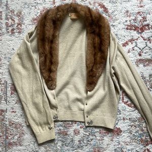 Vintage Lambs wool + Fur cardigan